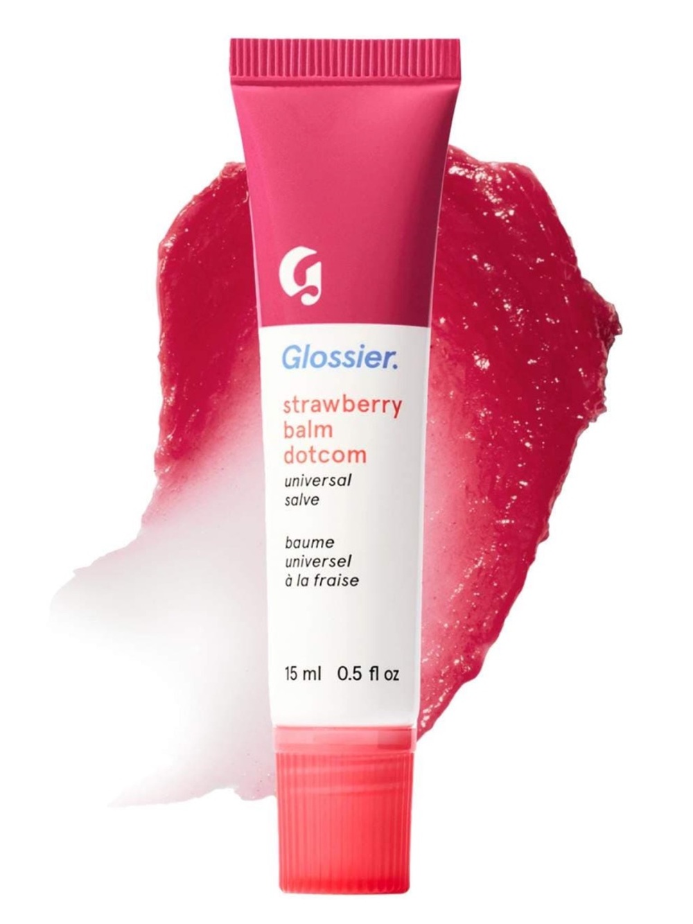 Glossier Strawberry Balm Dotcom Lip Salve in Bright Pink-Red